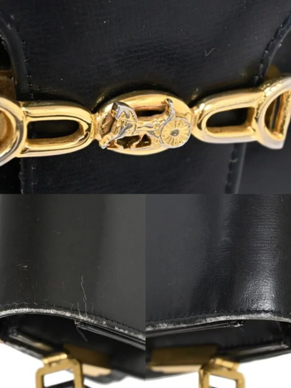 Celine Carriage Shoulder Bag Leather Black 67 Fa291 - Picture 9 of 15